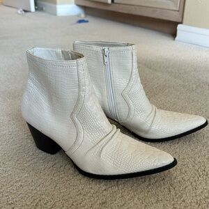Coconuts by Matisse White Ankle Snakeskin Inspired Cowboy boots
